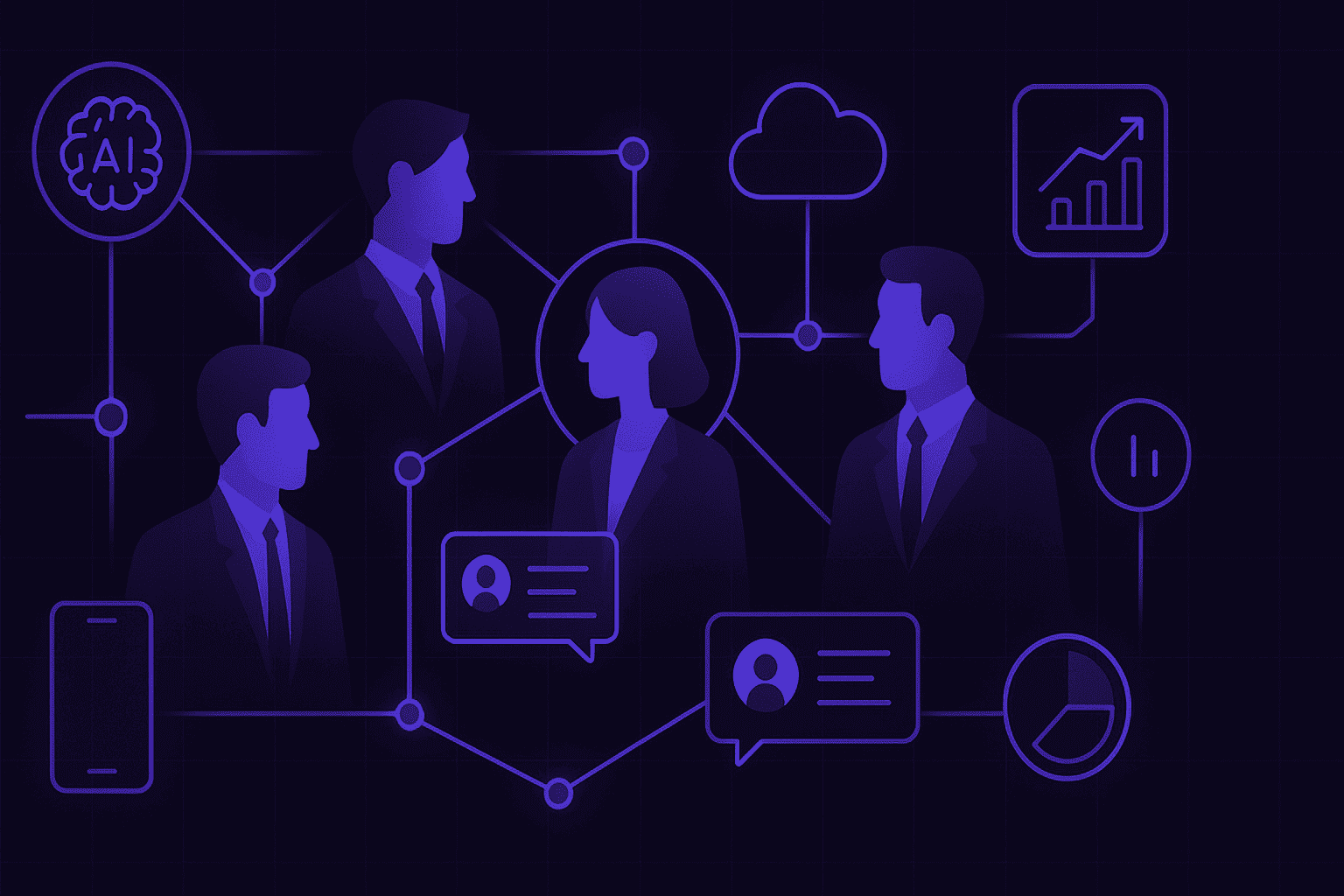 Dawdle.live AI-powered platform visualization showing customer stories and digital transformation insights